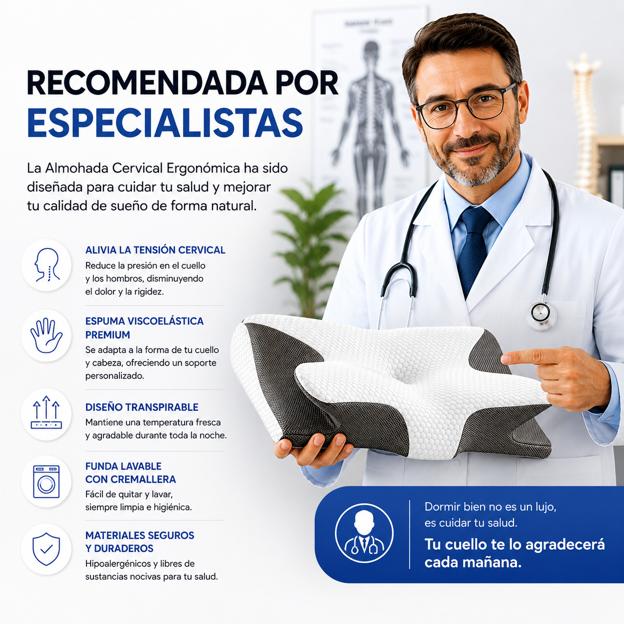 Almohada cervical ergonómica Netrax