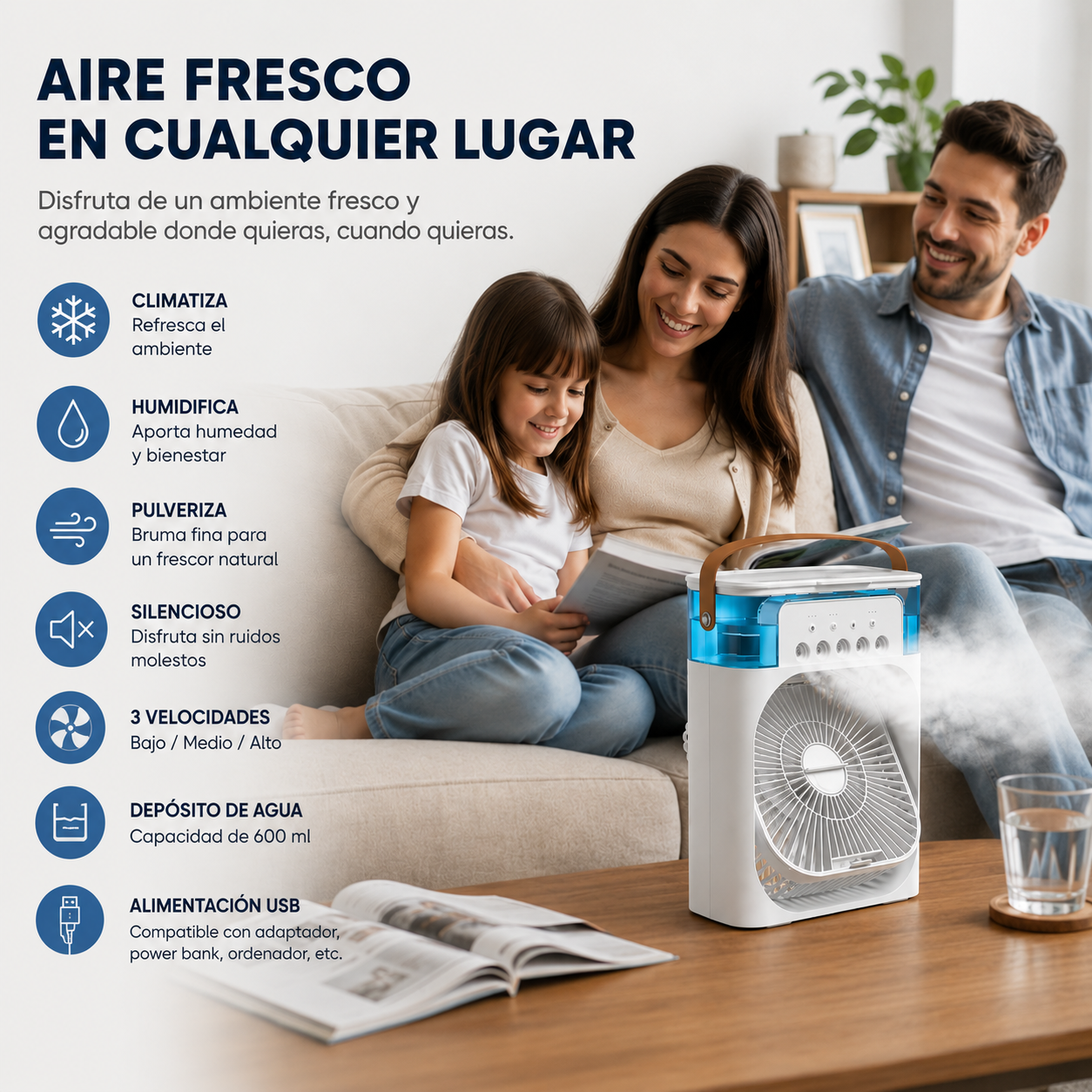 Ventilador Climatizador con pulverizador portátil Netrax
