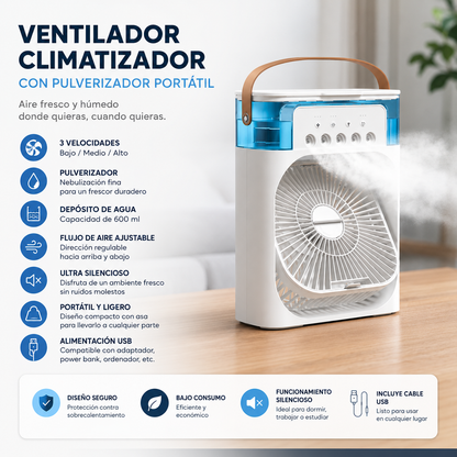 Ventilador Climatizador con pulverizador portátil Netrax